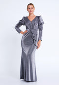 Long Sleeve Maxi Lycra Column Plus Size Evening Dress rmn3165-b - Evening Dress - Istanbul Fashion Center