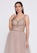 Sleeveless Maxi Tulle A - Line Regular Prom Dress aln1438 - Prom Dress - Istanbul Fashion Center