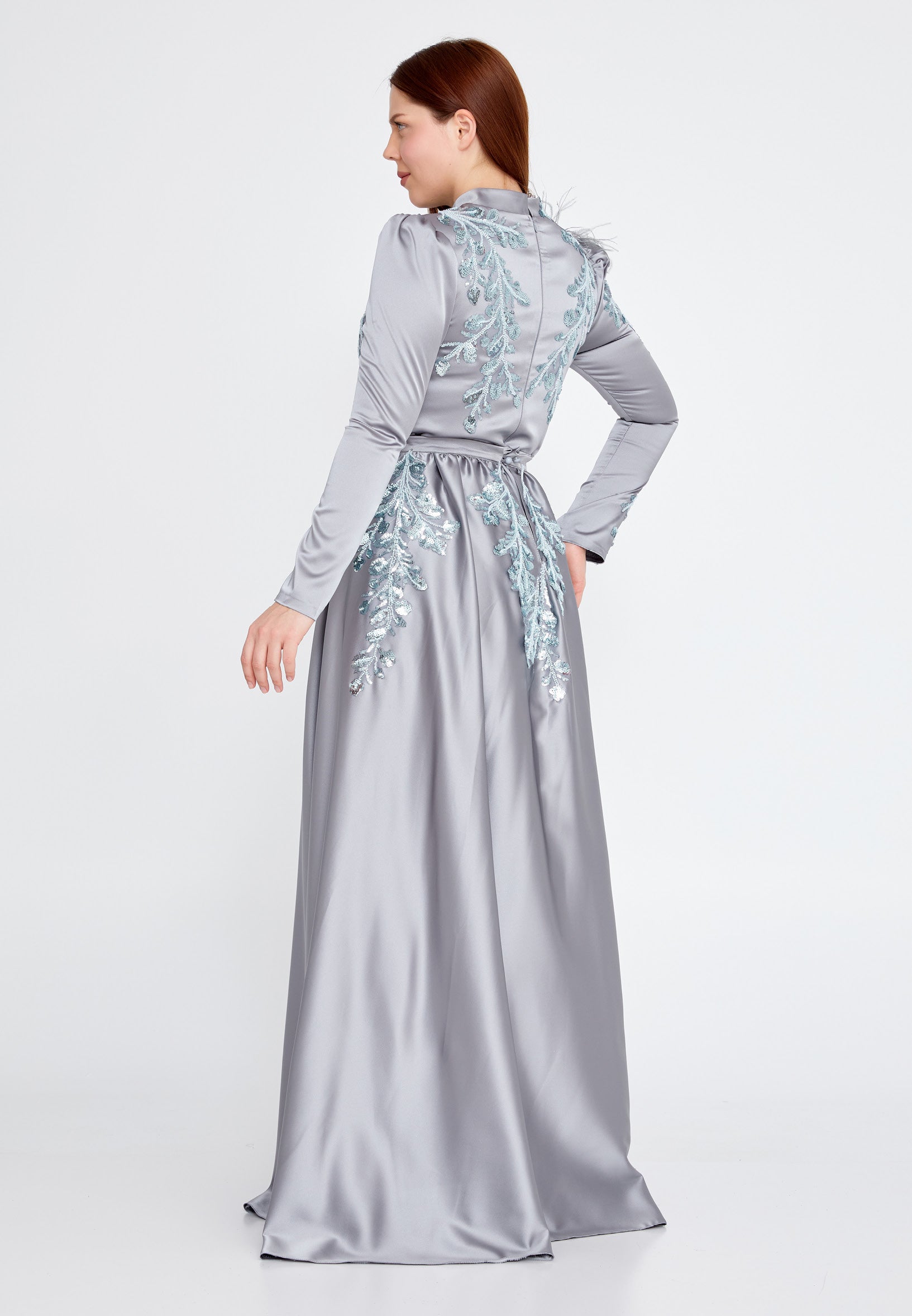 Long Sleeve Maxi Satin Column Plus Size Wedding Guest Dress eck9001-b Long Sleeve Maxi Satin Column Plus Size Wedding Guest Dress eck9001-b