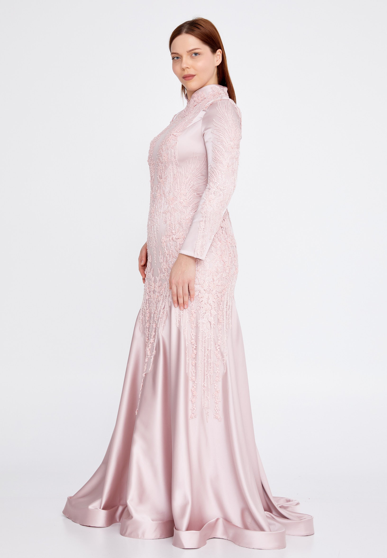 Long Sleeve Maxi Satin Fit & Flare Plus Size Wedding Guest Dress gzk7014-1 Burgundy / 44 Long Sleeve Maxi Satin Fit & Flare Plus Size Wedding Guest Dress gzk7014-1 Burgundy / 44