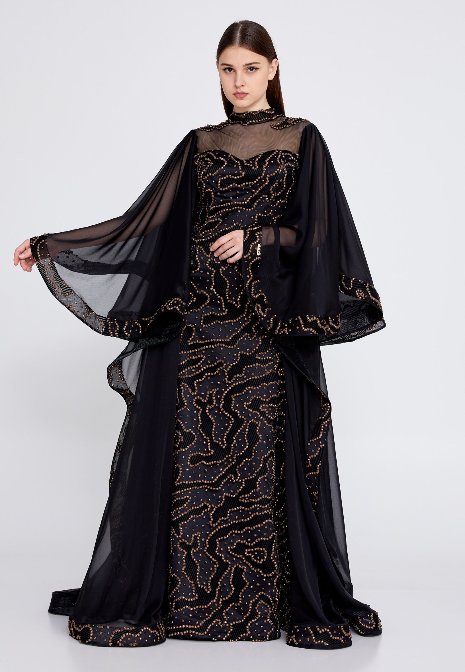 Long Sleeve Maxi Chiffon Mermaid Regular Prom Dress mtn2242 - Prom Dress - Istanbul Fashion Center