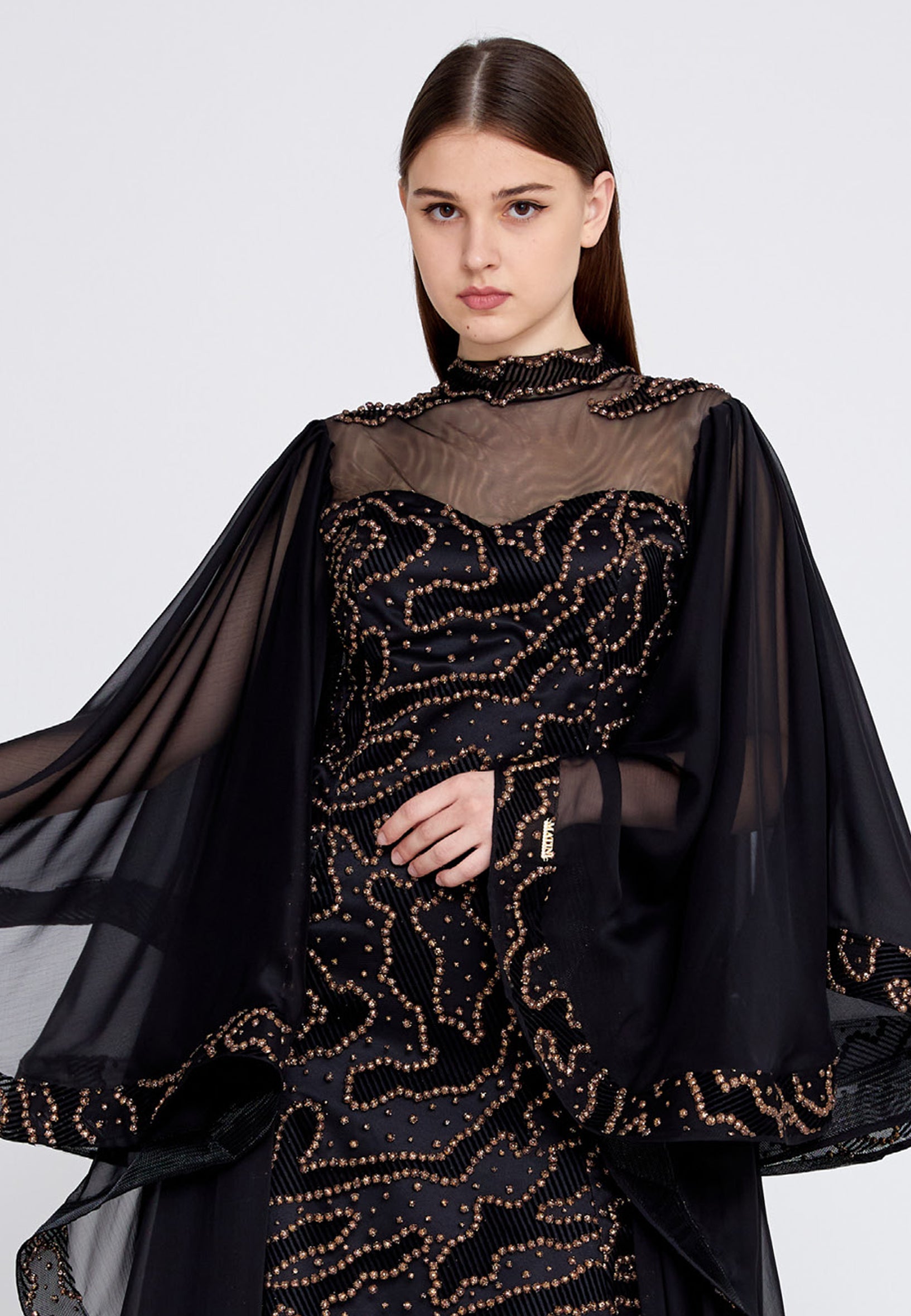 Long Sleeve Maxi Chiffon Mermaid Regular Prom Dress mtn2242 - Prom Dress - Istanbul Fashion Center