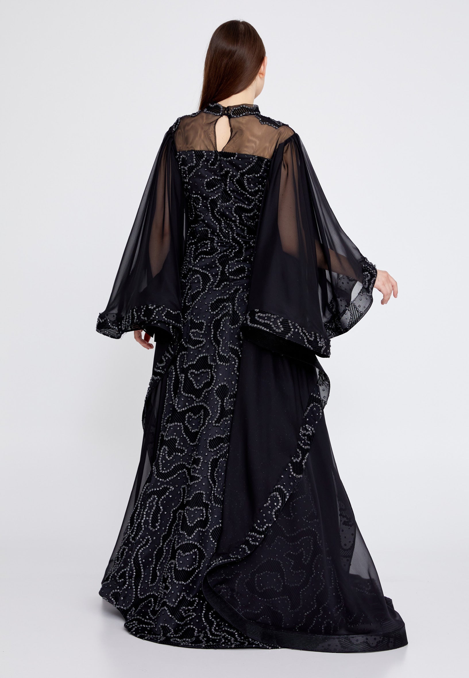 Long Sleeve Maxi Chiffon Mermaid Regular Prom Dress mtn2242 - Prom Dress - Istanbul Fashion Center