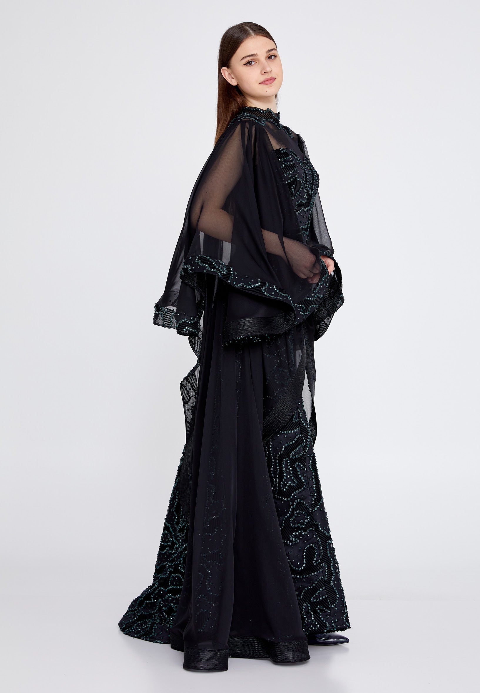 Long Sleeve Maxi Chiffon Mermaid Regular Prom Dress mtn2242 - Prom Dress - Istanbul Fashion Center