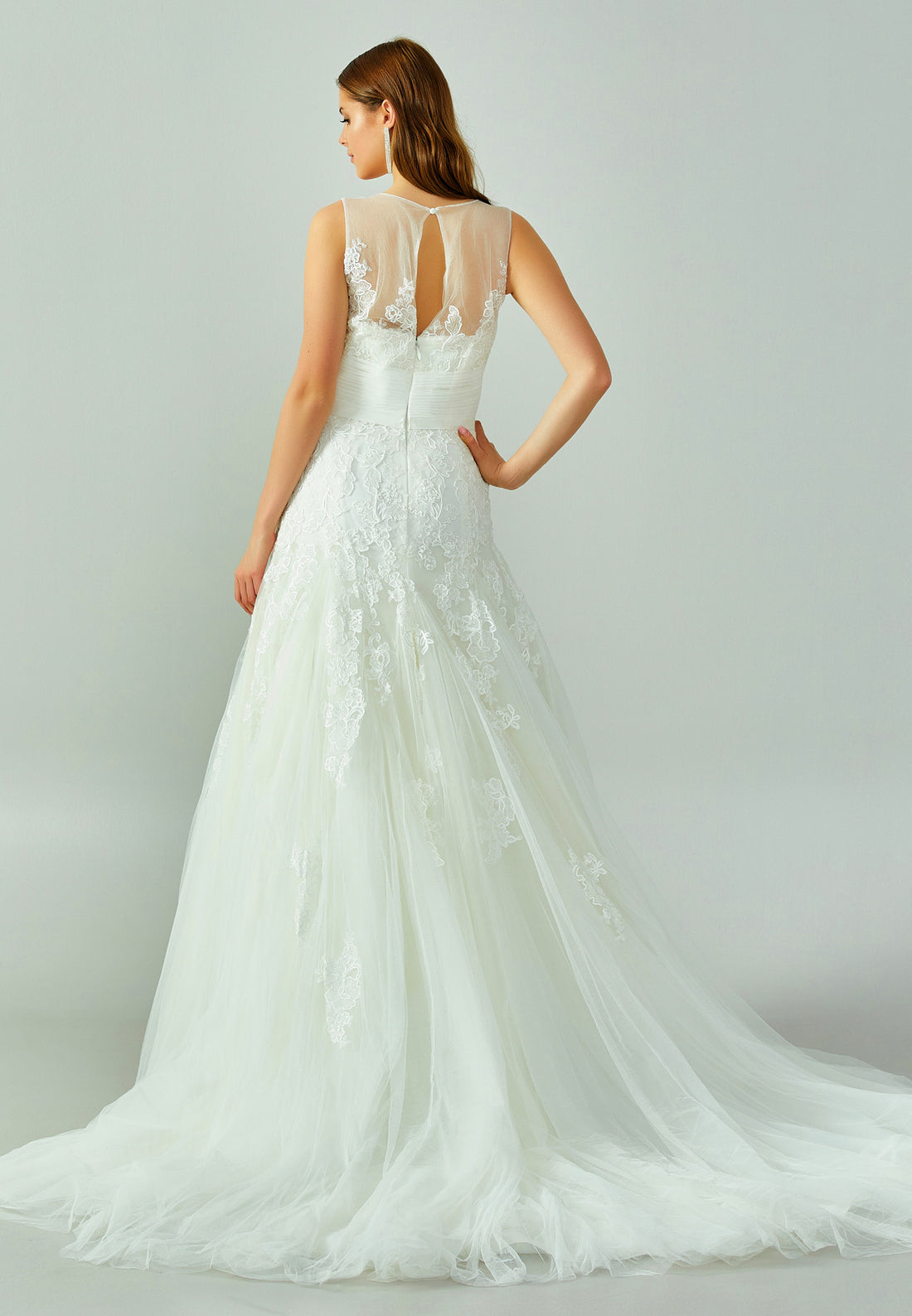 Sleeveless Maxi Tulle Regular Wedding Dress enz00777 - Wedding Dress - Istanbul Fashion Center