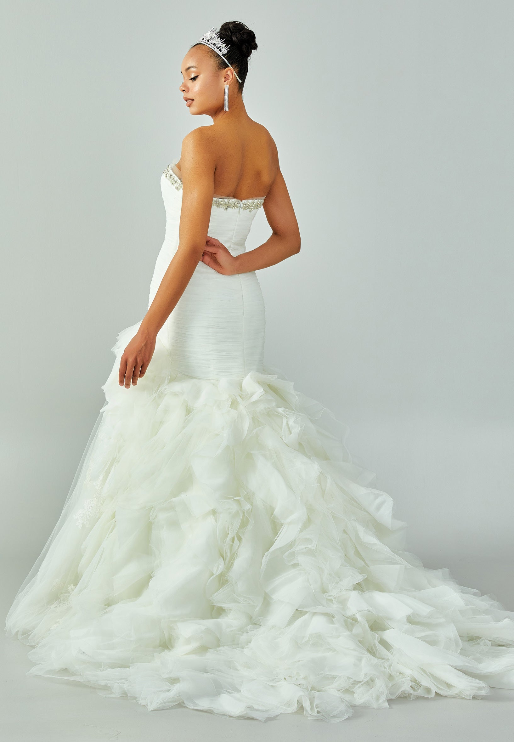 Strapless Maxi Tulle Regular Wedding Dress enz00805 - Wedding Dress - Istanbul Fashion Center