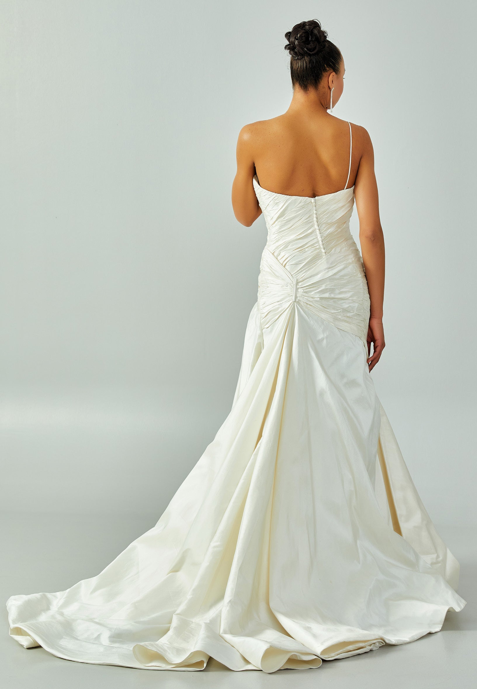 One Shoulder Maxi Satin Regular Wedding Dress enz00852 - Wedding Dress - Istanbul Fashion Center