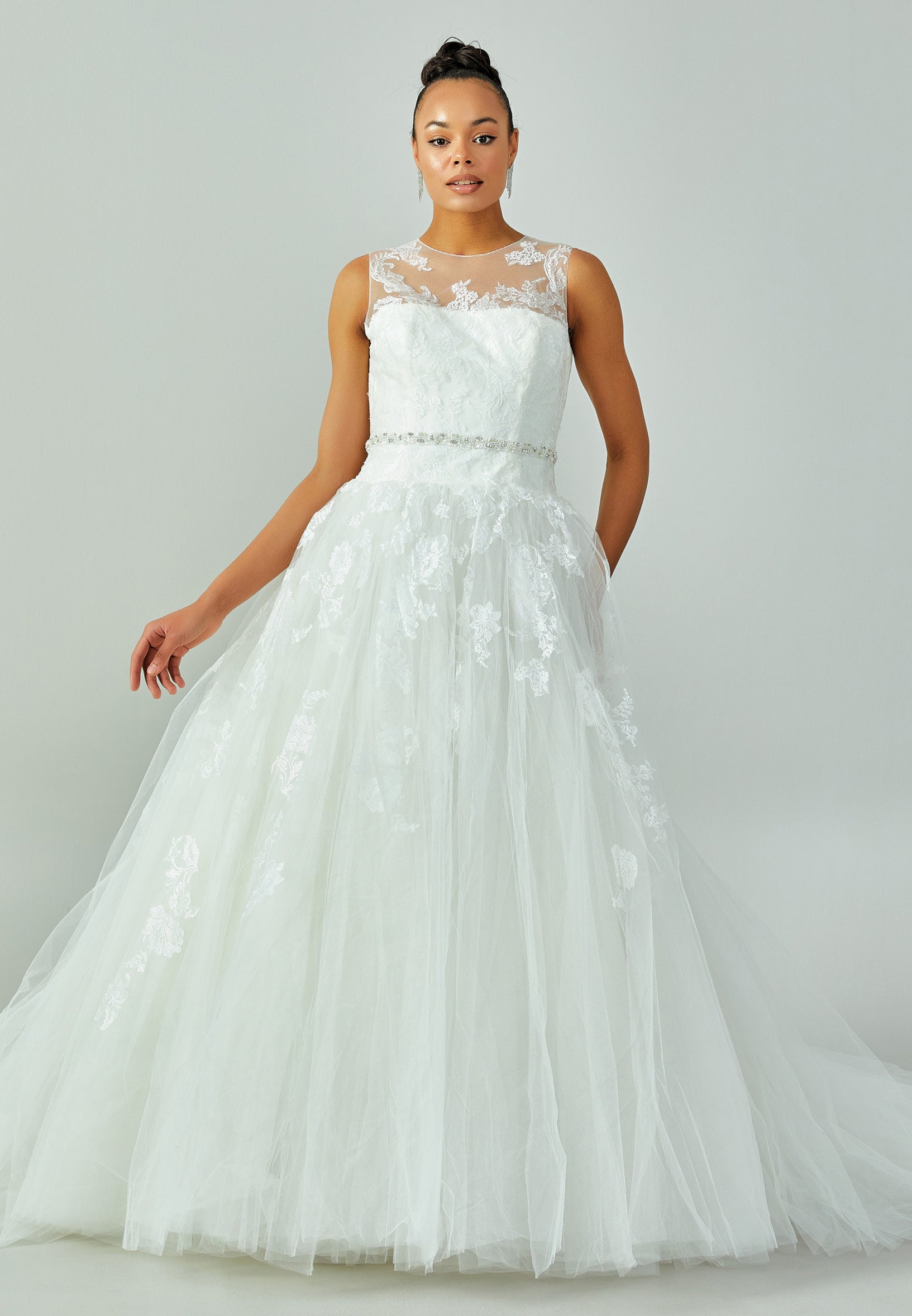 Sleeveless Maxi Tulle Regular Wedding Dress enz00594 - Wedding Dress - Istanbul Fashion Center