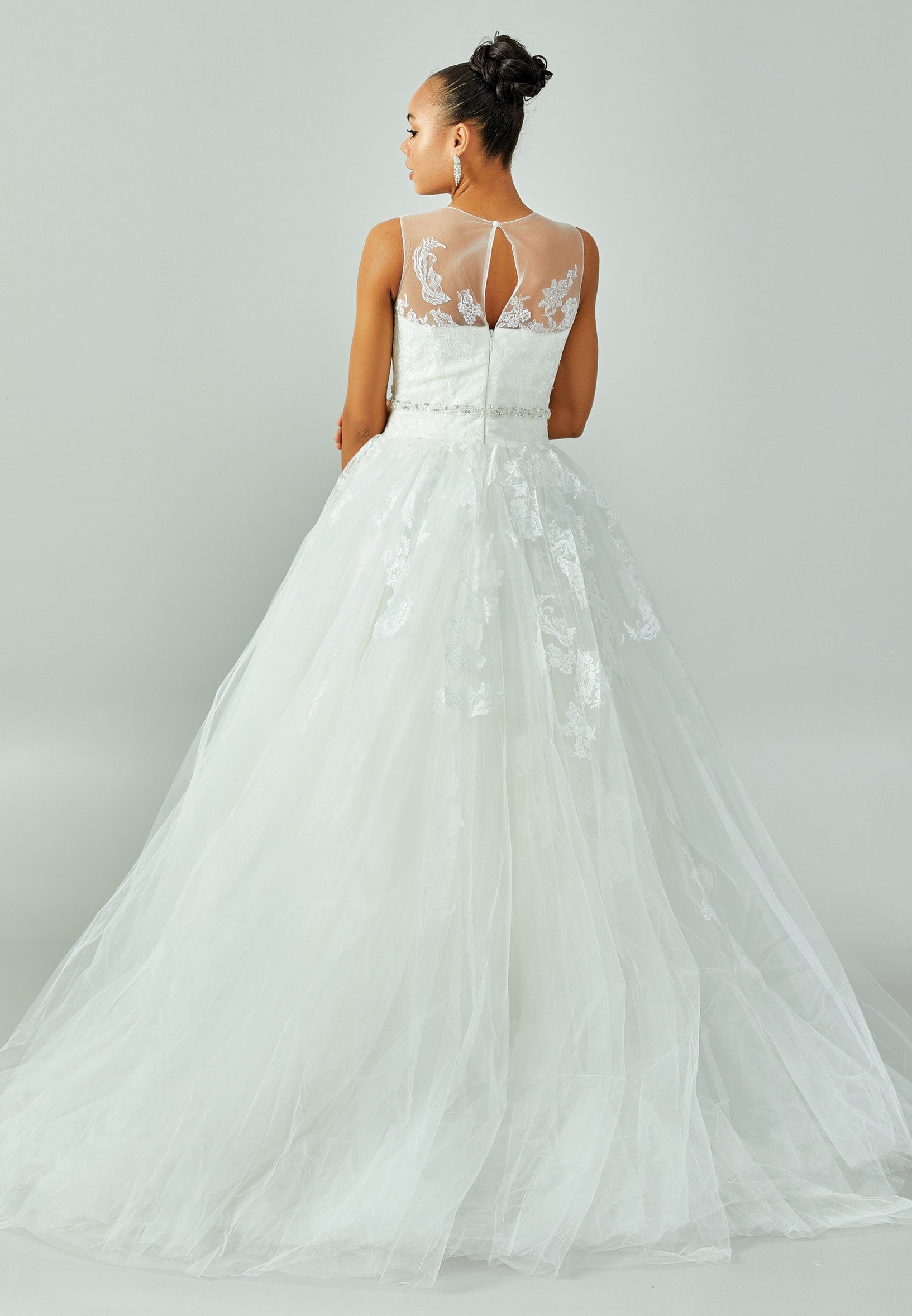 Sleeveless Maxi Tulle Regular Wedding Dress enz00594 - Wedding Dress - Istanbul Fashion Center