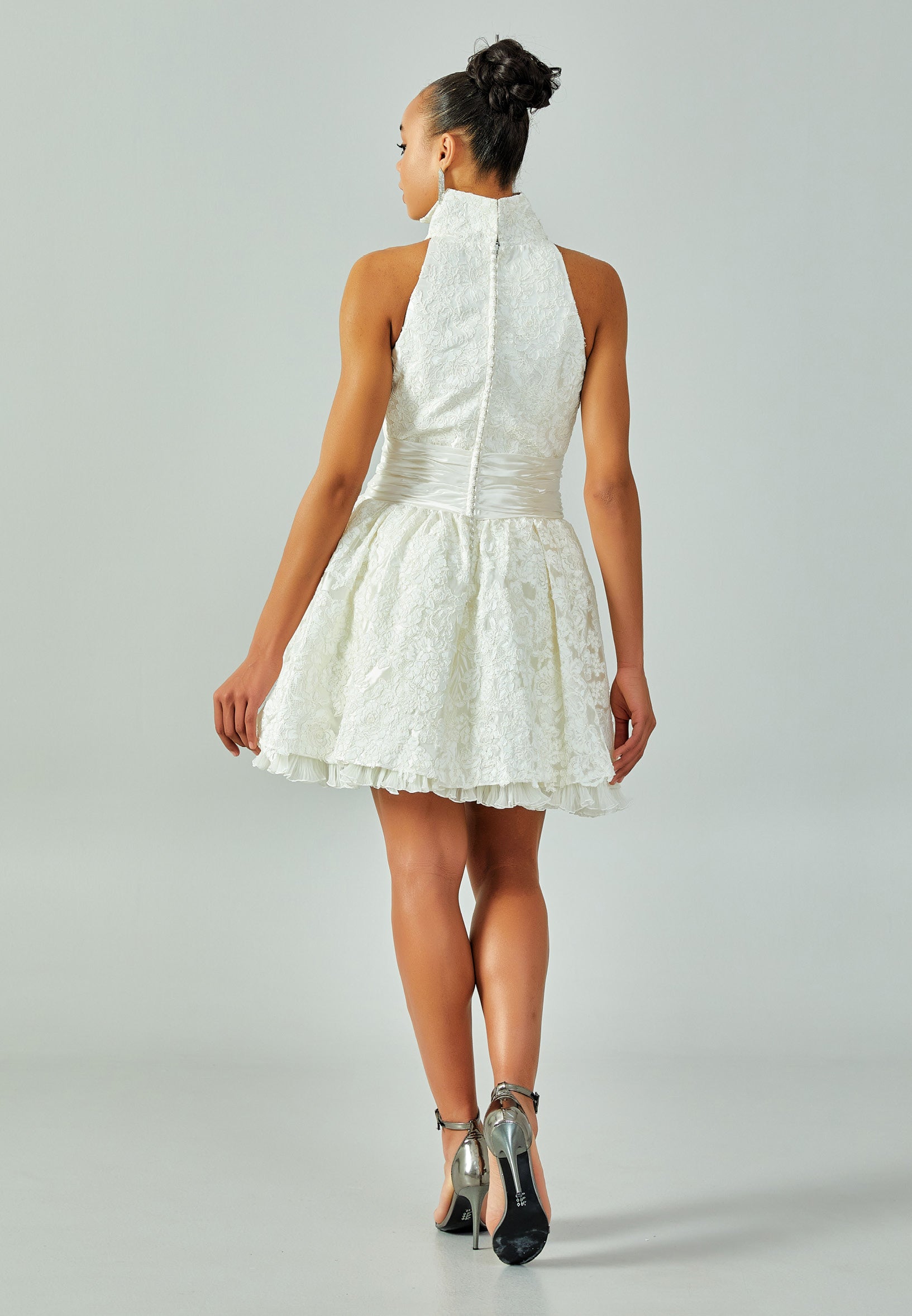 Sleeveless Mini Lace Regular Wedding Dress enz01570 - Wedding Dress - Istanbul Fashion Center