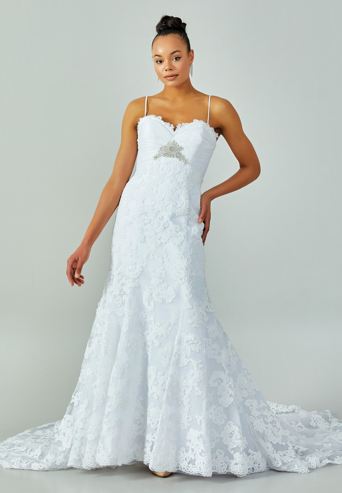 Sleeveless Maxi Lace Regular Wedding Dress enz00179 - Wedding Dress - Istanbul Fashion Center