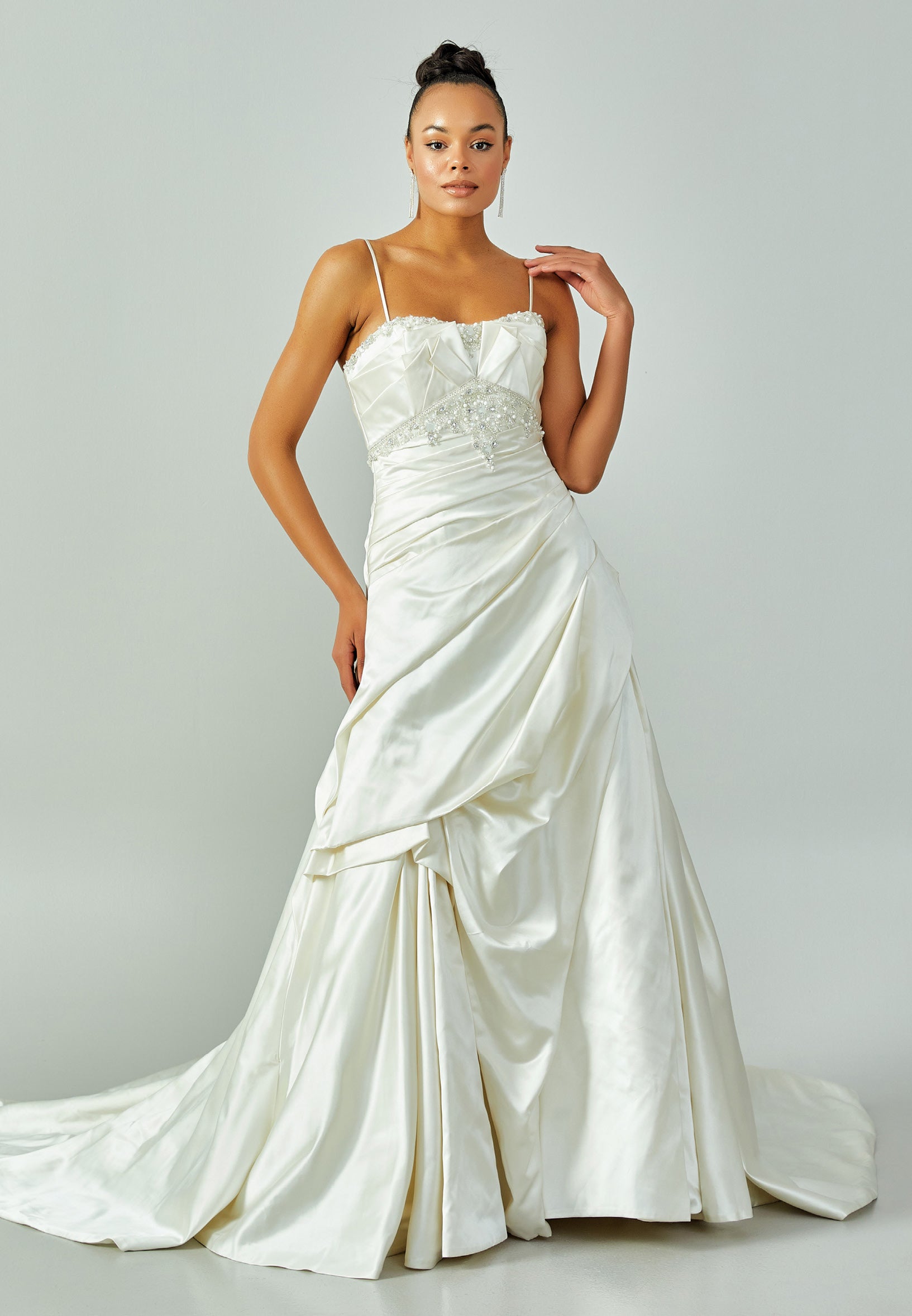 Sleeveless Maxi Satin Regular Wedding Dress enz00595 - Wedding Dress - Istanbul Fashion Center