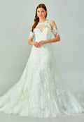 Short Sleeve Maxi Tulle Regular Wedding Dress enz01170 - Wedding Dress - Istanbul Fashion Center