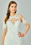 Short Sleeve Maxi Tulle Regular Wedding Dress enz01170 - Wedding Dress - Istanbul Fashion Center