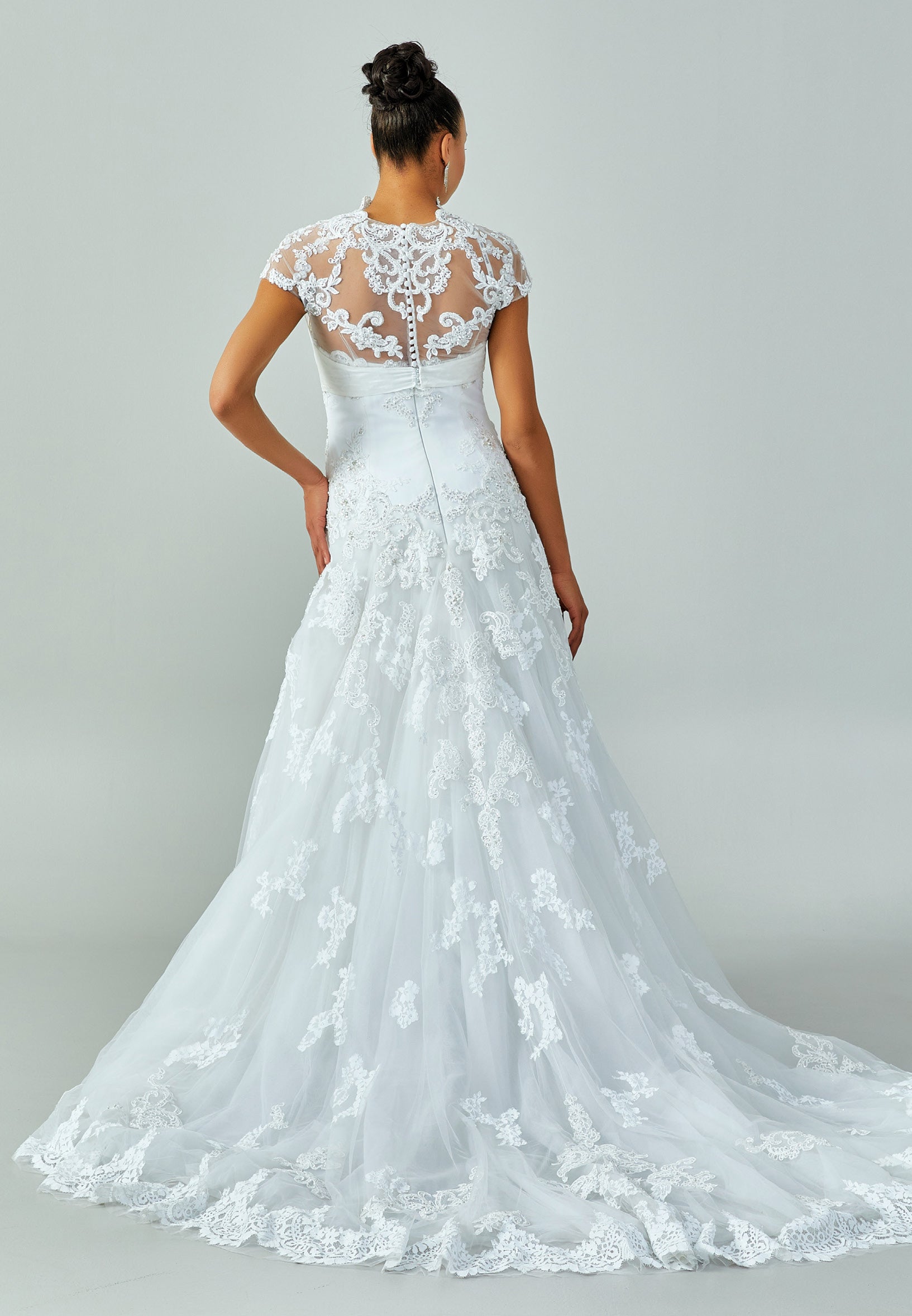 Short Sleeve Maxi Lace Regular Wedding Dress enz00520 - Wedding Dress - Istanbul Fashion Center