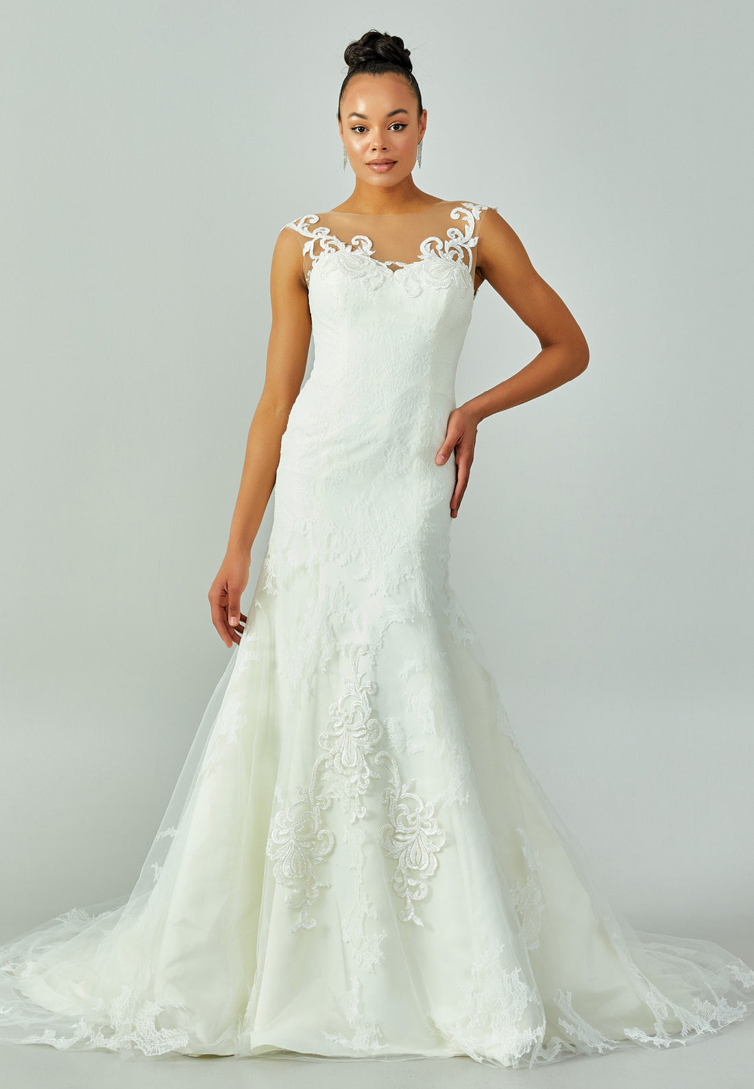 Sleeveless Maxi Lace Regular Wedding Dress enz00574 - Wedding Dress - Istanbul Fashion Center