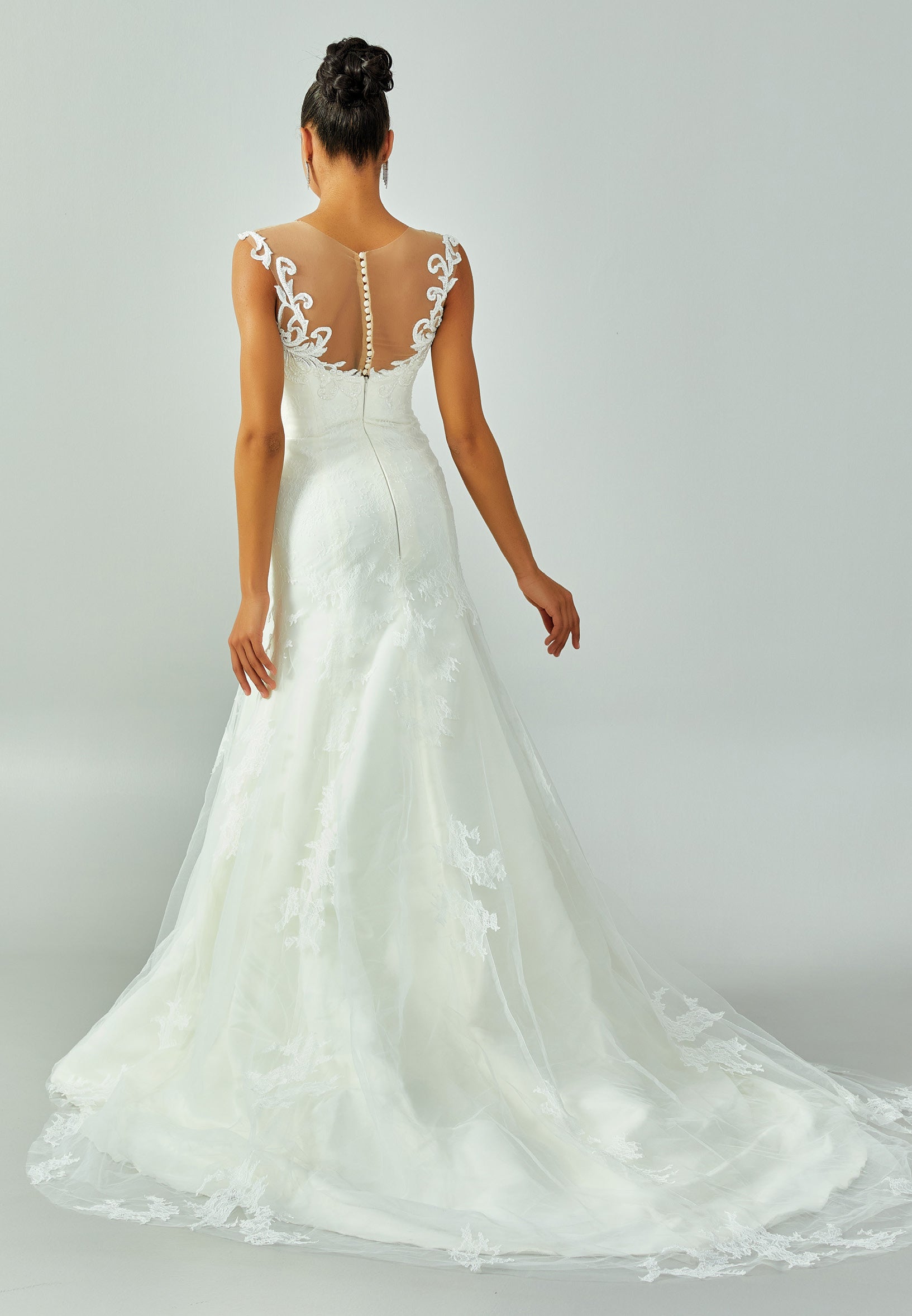 Sleeveless Maxi Lace Regular Wedding Dress enz00574 - Wedding Dress - Istanbul Fashion Center