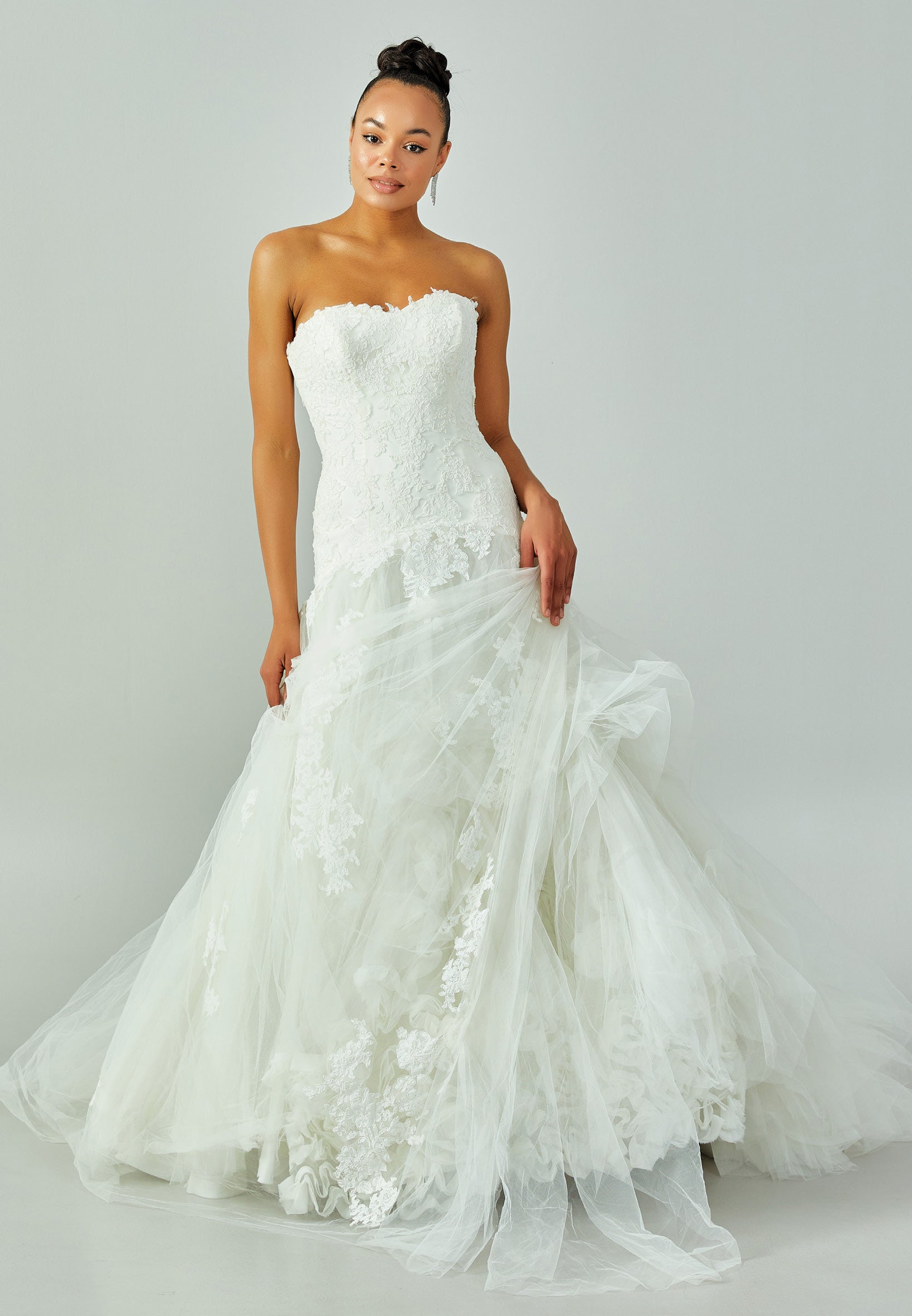 Strapless Maxi Tulle Regular Wedding Dress enz00151 - Wedding Dress - Istanbul Fashion Center