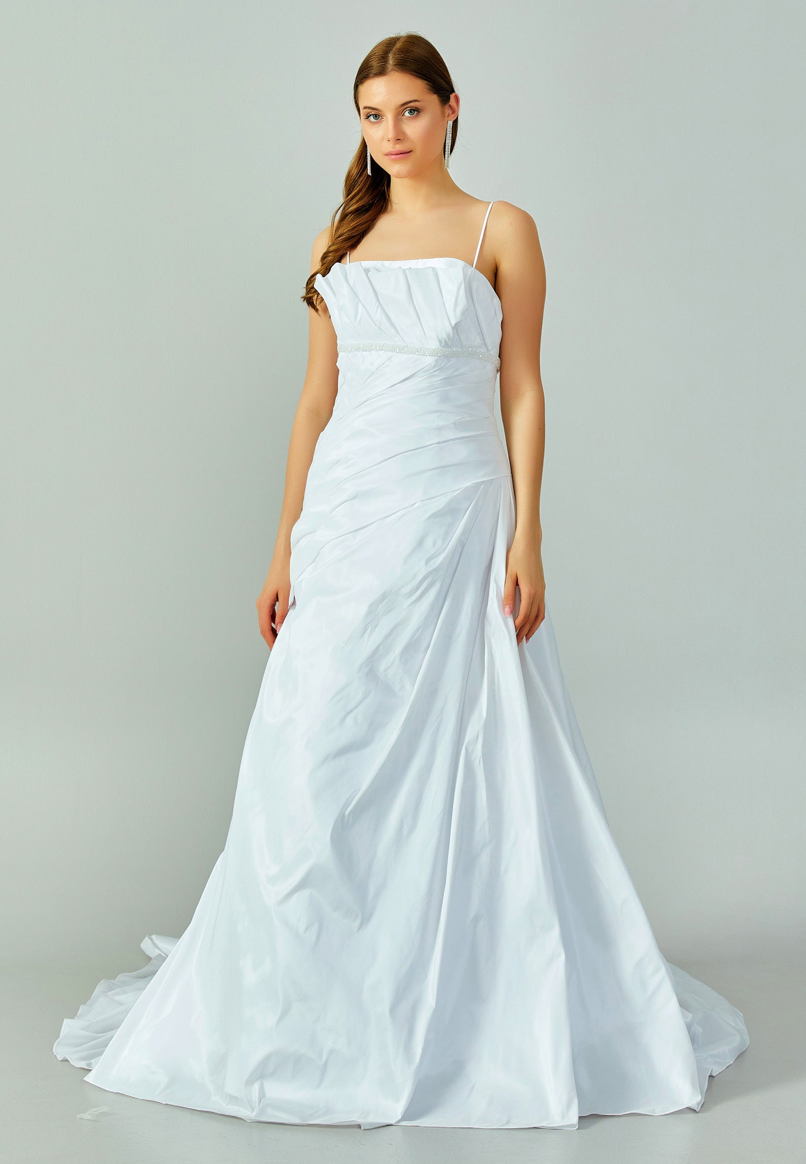 Sleeveless Maxi Polyester Regular Wedding Dress enz00704 - Wedding Dress - Istanbul Fashion Center