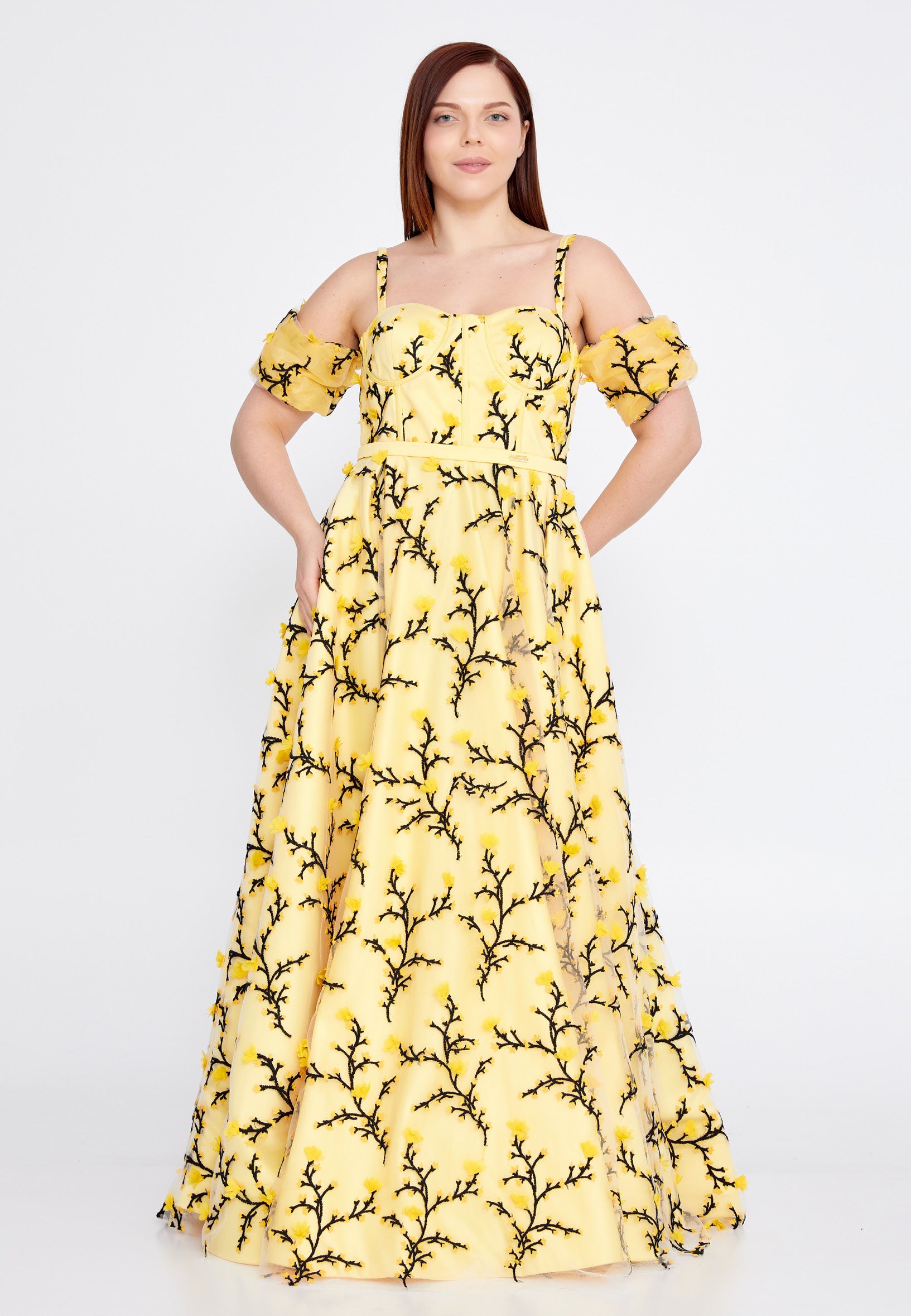 Off Shoulder Maxi Tulle A - Line Plus Size Prom Dress mtn2232-1 - Prom Dress - Istanbul Fashion Center