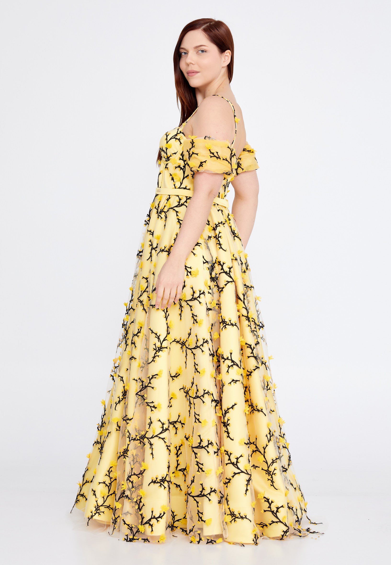 Off Shoulder Maxi Tulle A - Line Plus Size Prom Dress mtn2232-1 - Prom Dress - Istanbul Fashion Center