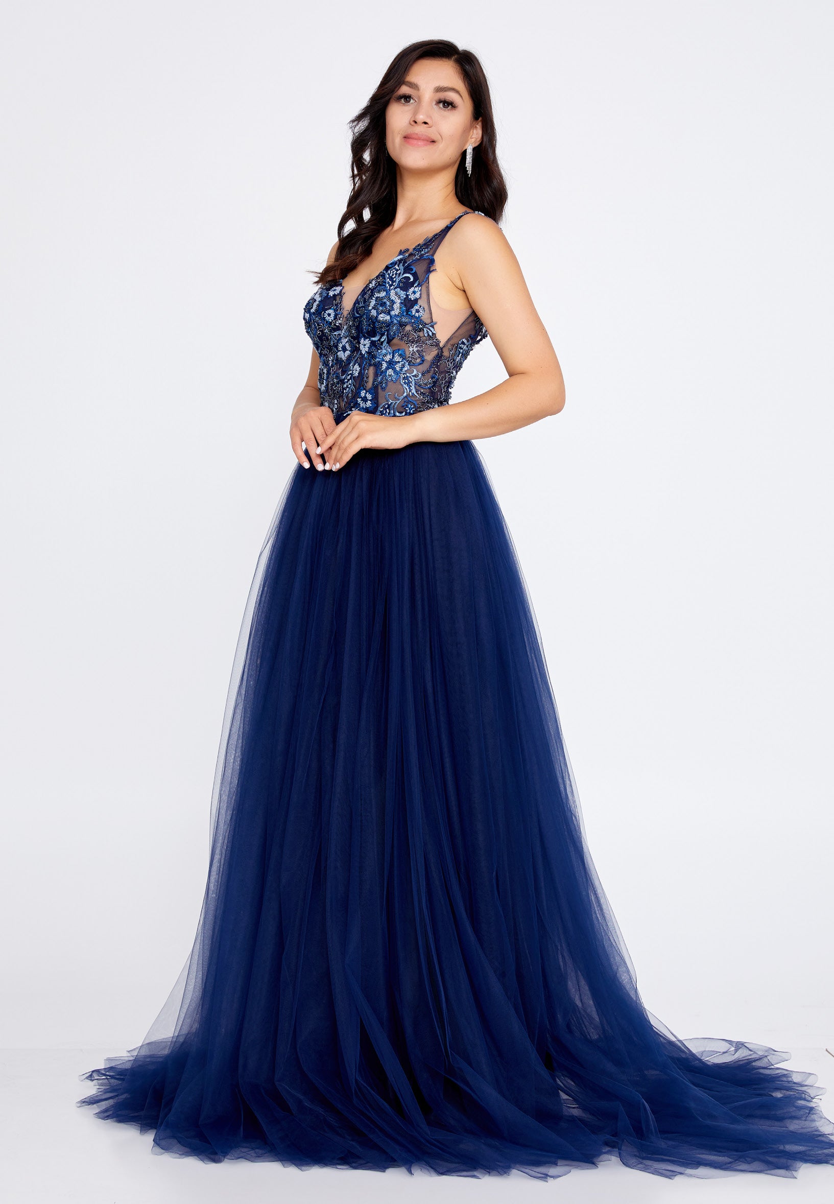 Sleeveless Maxi Tulle A - Line Regular Prom Dress aln1559 - Prom Dress - Istanbul Fashion Center