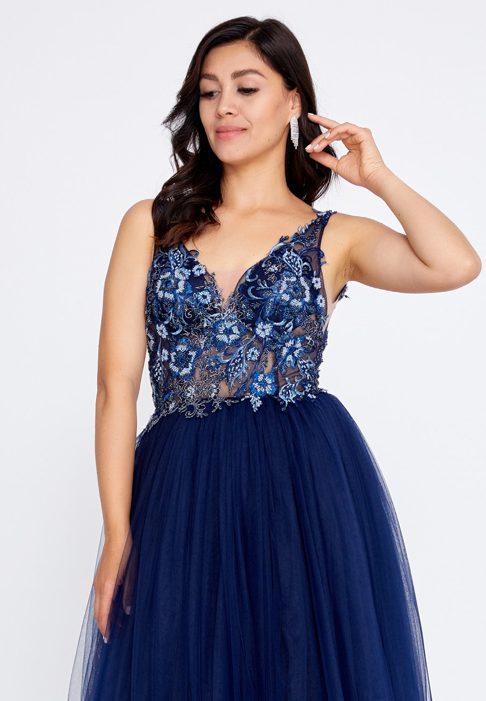 Sleeveless Maxi Tulle A - Line Regular Prom Dress aln1559 - Prom Dress - Istanbul Fashion Center