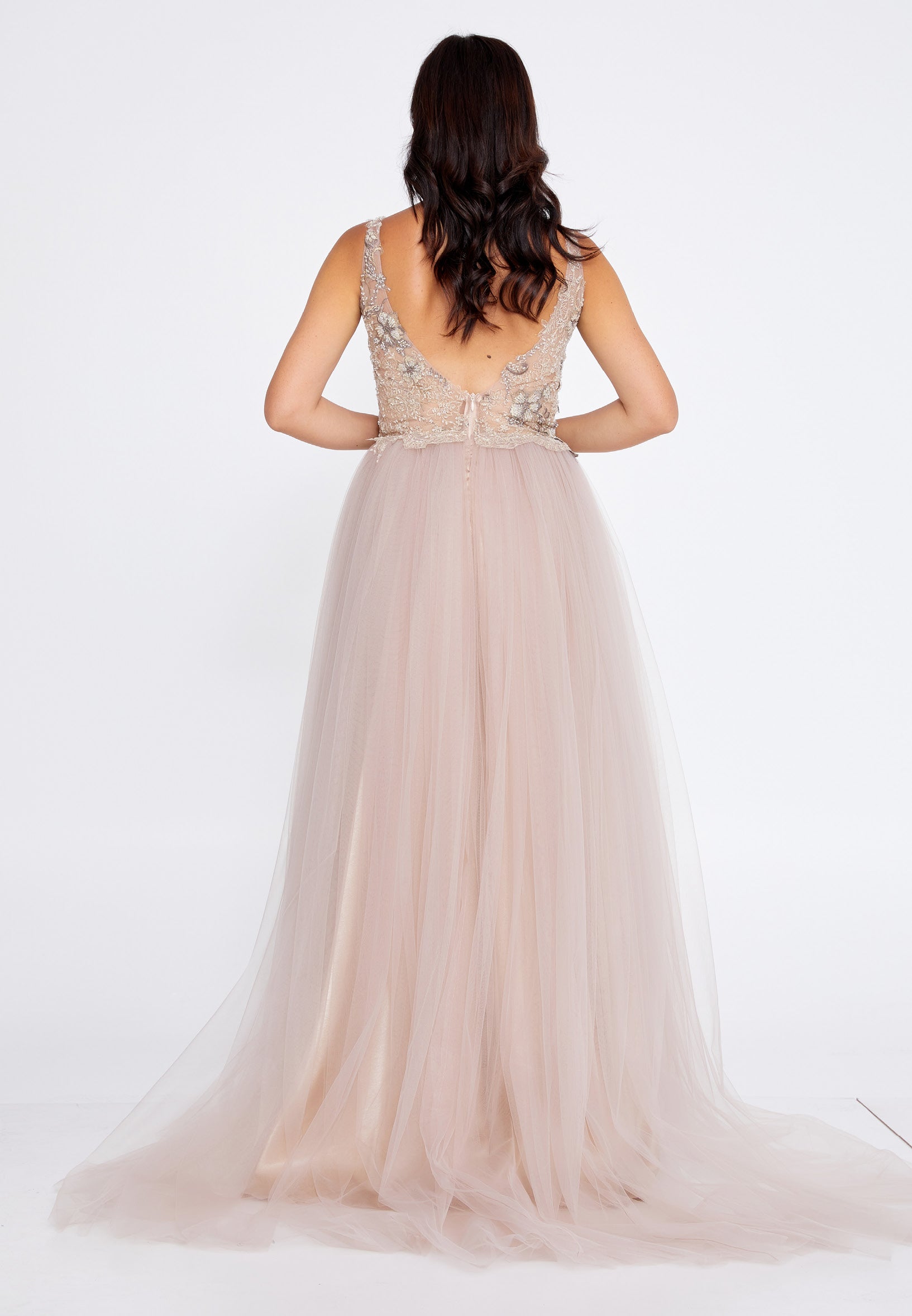 Sleeveless Maxi Tulle A - Line Regular Prom Dress aln1559 - Prom Dress - Istanbul Fashion Center