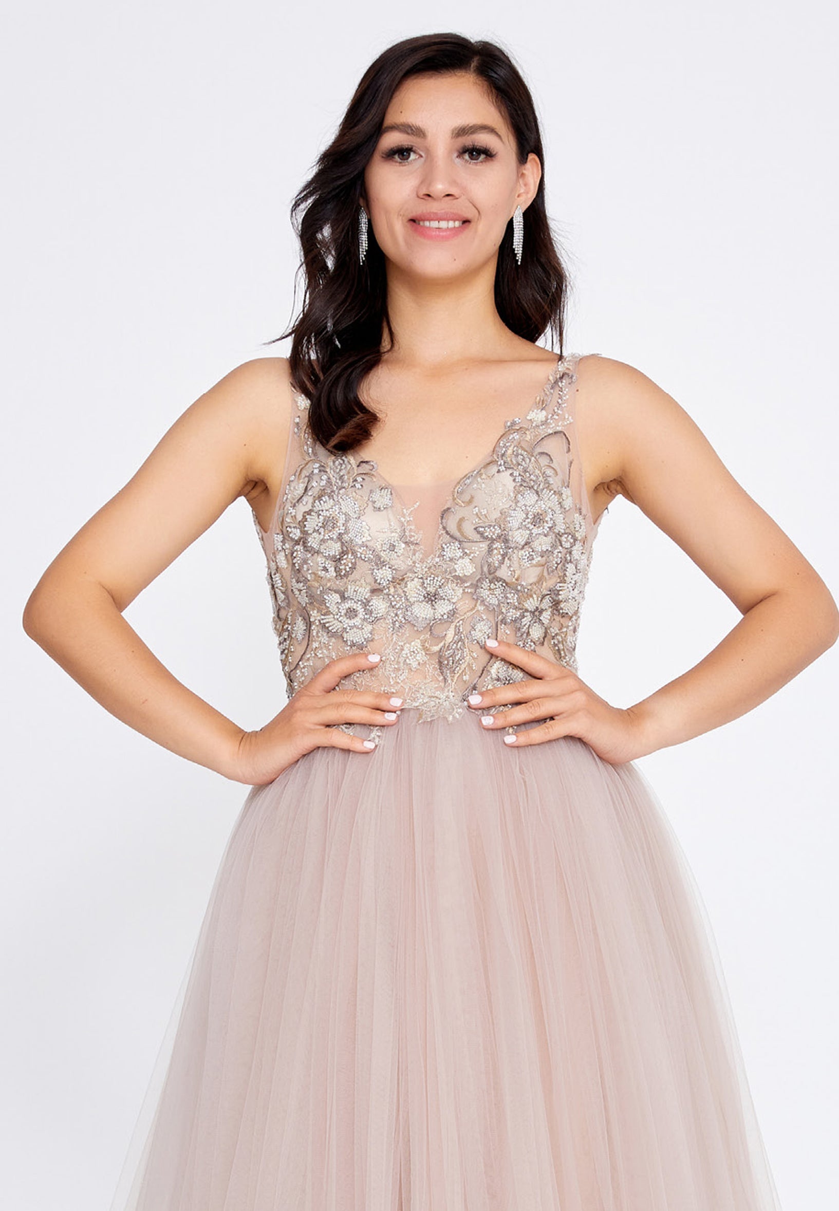 Sleeveless Maxi Tulle A - Line Regular Prom Dress aln1559 - Prom Dress - Istanbul Fashion Center