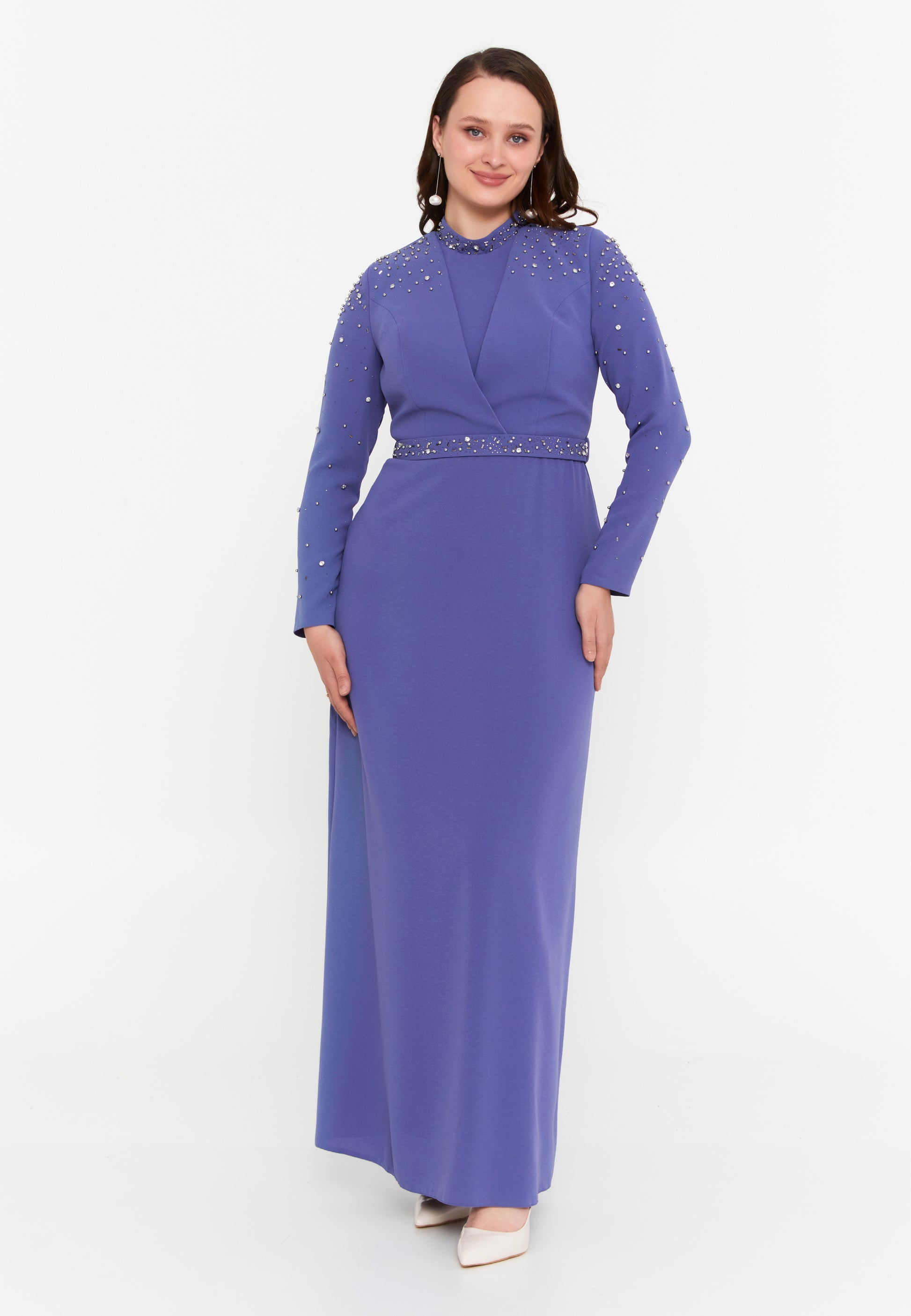 Long Sleeve Maxi Crepe Column Plus Size Evening Dress leq2141-b Burgundy / 42-44-46 Long Sleeve Maxi Crepe Column Plus Size Evening Dress leq2141-b Burgundy / 42-44-46