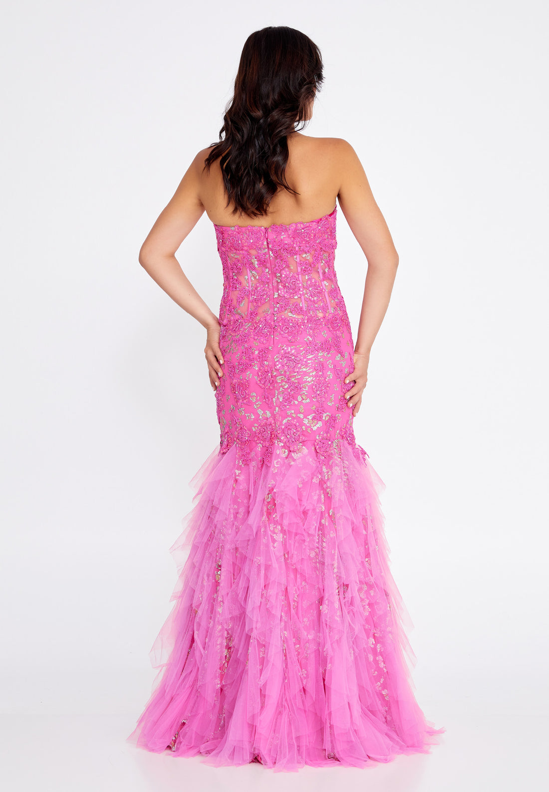 Sleeveless Maxi Tulle Mermaid Regular Prom Dress srb6308