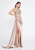 Sleeveless Maxi Satin Column Regular Wedding Guest Dress aln1508 - Wedding Guest Dress - Istanbul Fashion Center