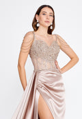 Sleeveless Maxi Satin Column Regular Wedding Guest Dress aln1508 - Wedding Guest Dress - Istanbul Fashion Center
