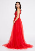 Sleeveless Maxi Tulle A - Line Regular Prom Dress aln1559 - Prom Dress - Istanbul Fashion Center