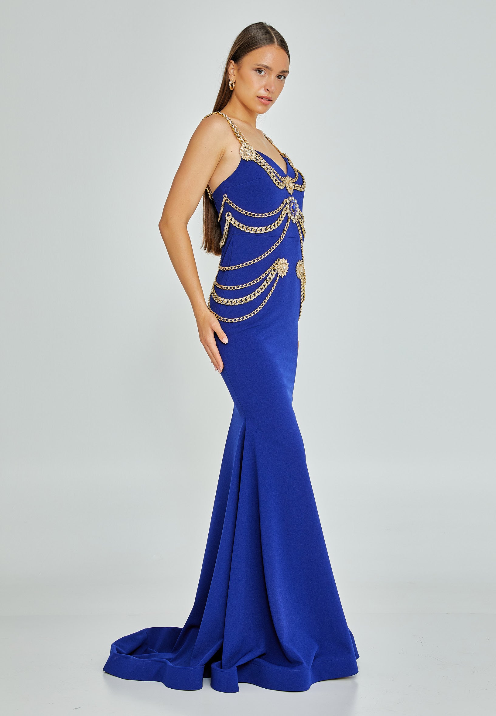 Sleeveless Maxi Crepe Mermaid Regular Wedding Guest Dress mtn2286 - Wedding Guest Dress - Istanbul Fashion Center