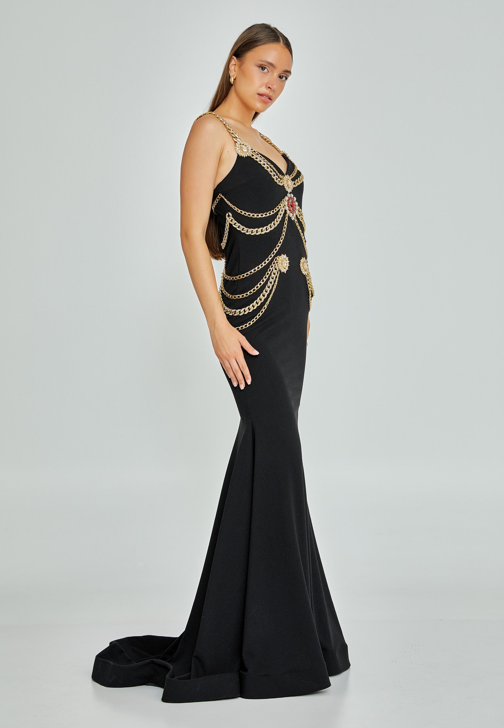 Sleeveless Maxi Crepe Mermaid Regular Wedding Guest Dress mtn2286 - Wedding Guest Dress - Istanbul Fashion Center