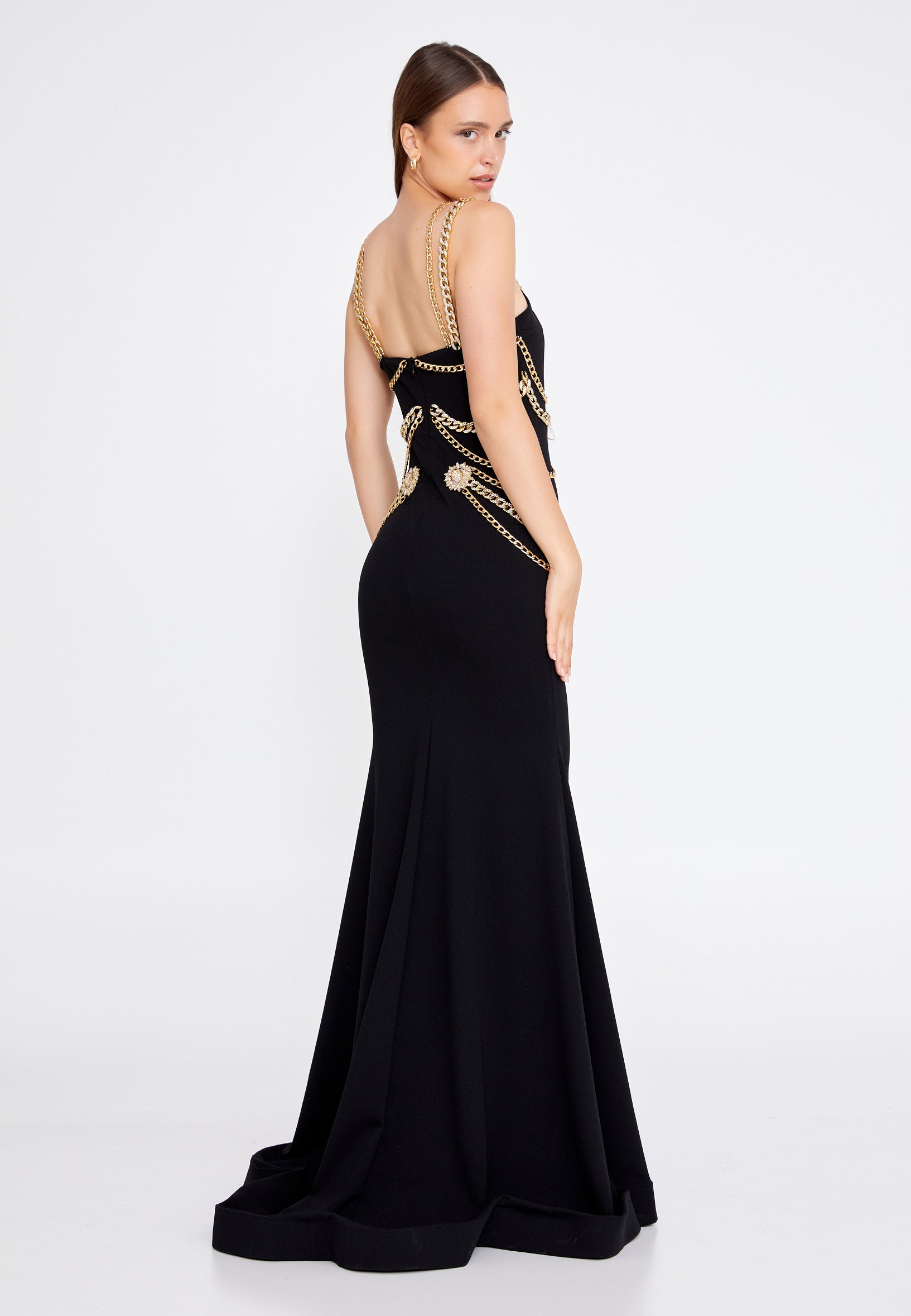 Sleeveless Maxi Crepe Mermaid Regular Wedding Guest Dress mtn2286 - Wedding Guest Dress - Istanbul Fashion Center