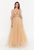 Off Shoulder Maxi Tulle A - Line Regular Prom Dress aln1571 - Prom Dress - Istanbul Fashion Center