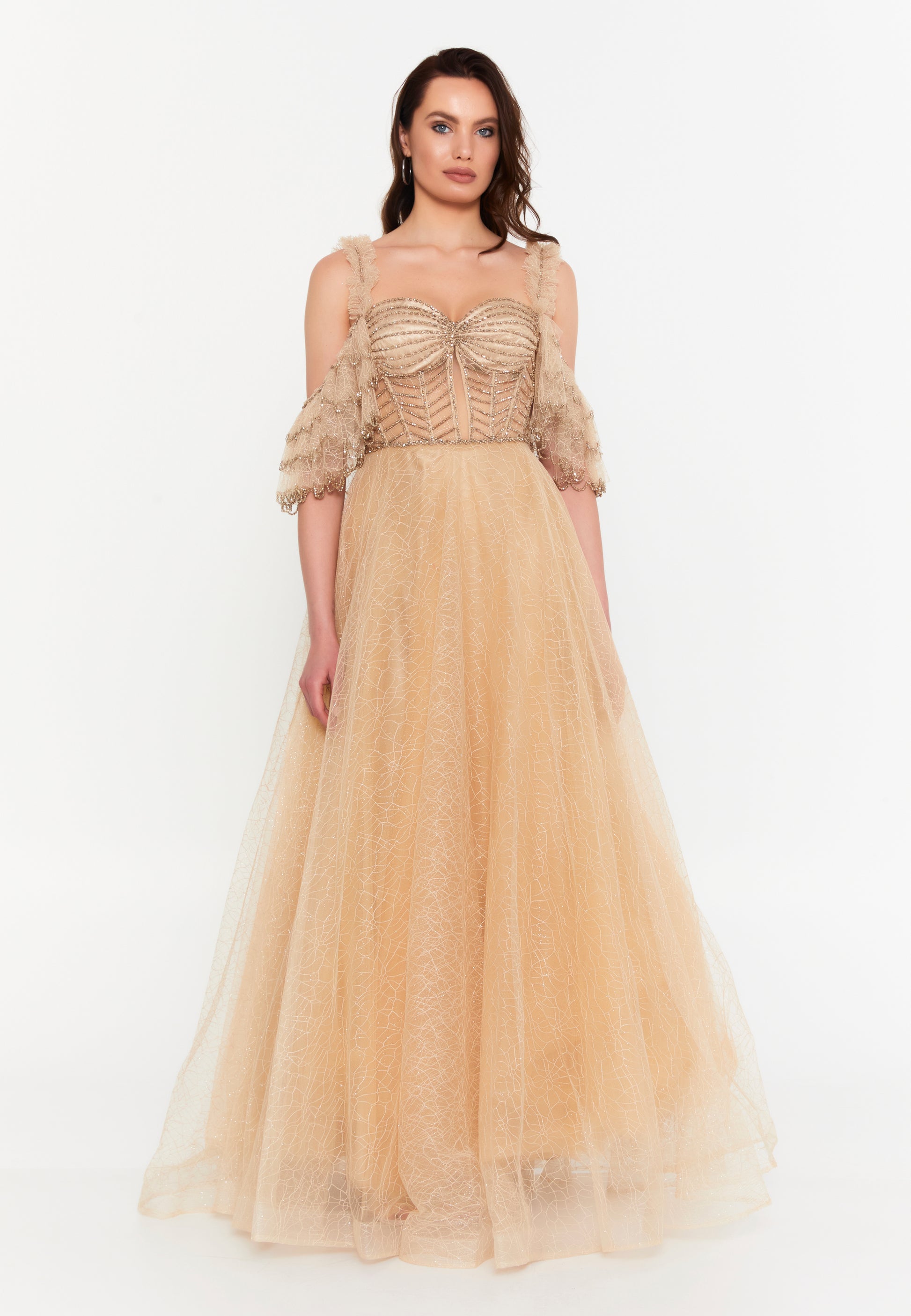 Off Shoulder Maxi Tulle A - Line Regular Prom Dress aln1571 - Prom Dress - Istanbul Fashion Center