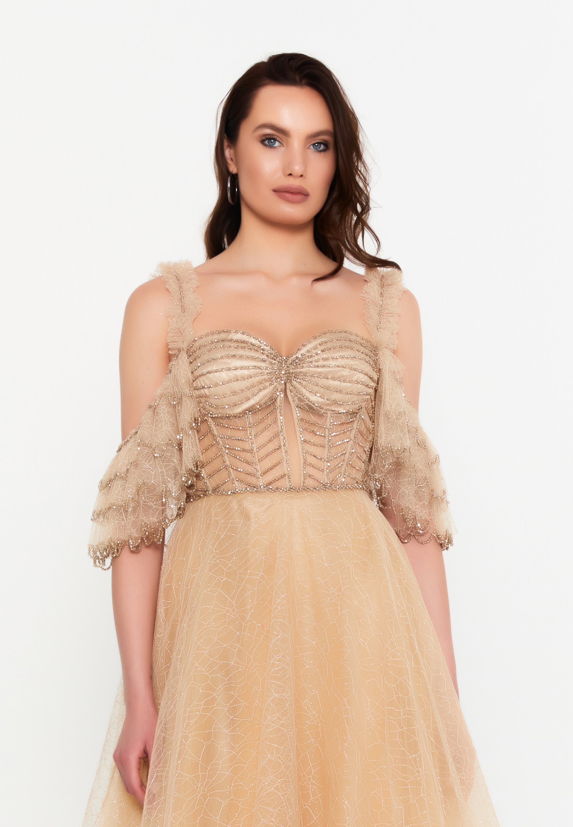 Off Shoulder Maxi Tulle A - Line Regular Prom Dress aln1571 - Prom Dress - Istanbul Fashion Center