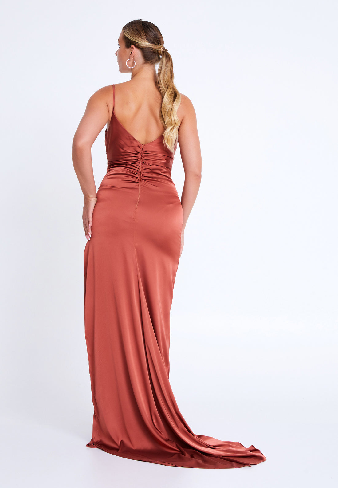 Sleeveless Maxi Satin Mermaid Plus Size Evening Dress aln1575-b