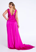 Sleeveless Maxi Satin Mermaid Plus Size Evening Dress aln1526-b - Evening Dress - Istanbul Fashion Center