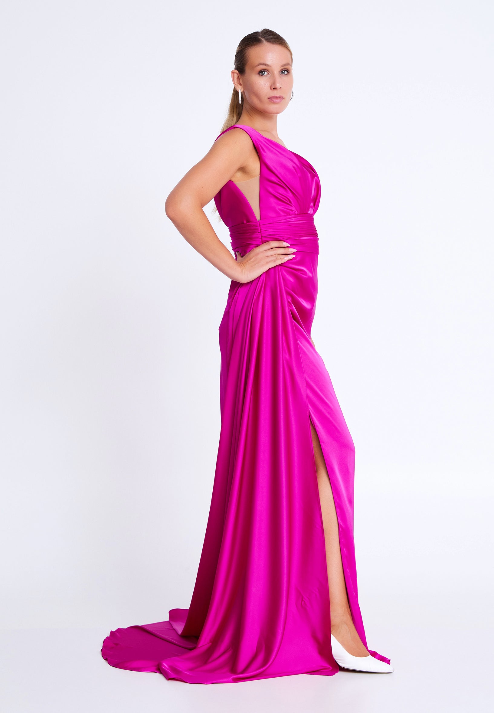 Sleeveless Maxi Satin Mermaid Plus Size Evening Dress aln1526-b - Evening Dress - Istanbul Fashion Center