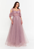 Off Shoulder Maxi Tulle A - Line Regular Prom Dress aln1571 - Prom Dress - Istanbul Fashion Center