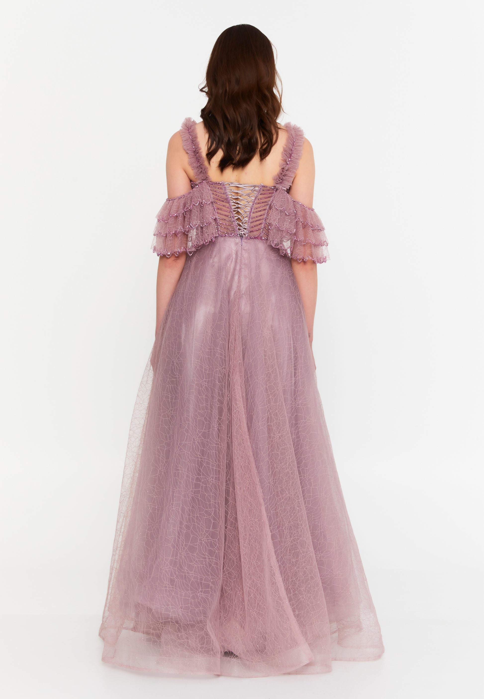 Off Shoulder Maxi Tulle A - Line Regular Prom Dress aln1571 - Prom Dress - Istanbul Fashion Center