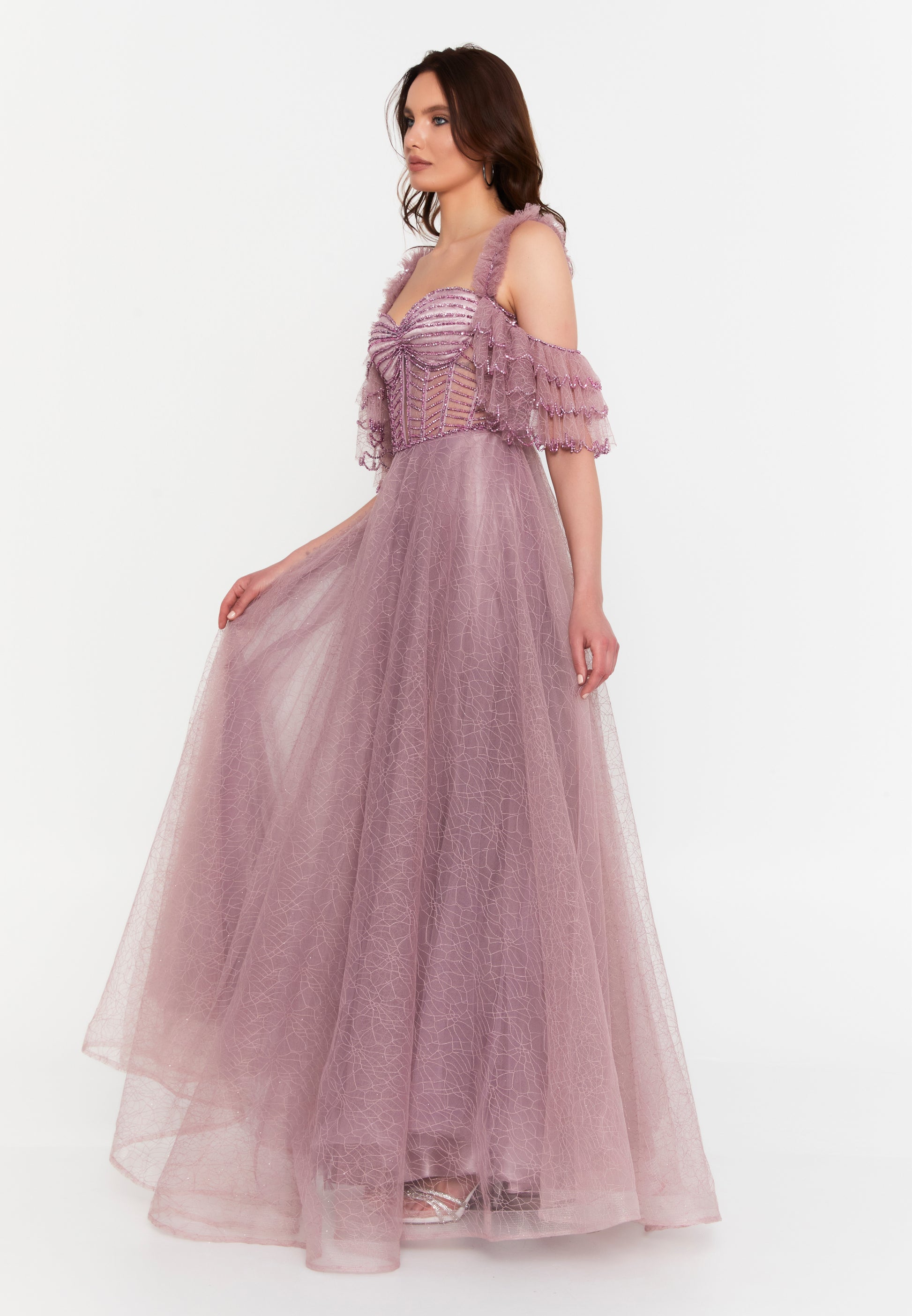 Off Shoulder Maxi Tulle A - Line Regular Prom Dress aln1571 - Prom Dress - Istanbul Fashion Center