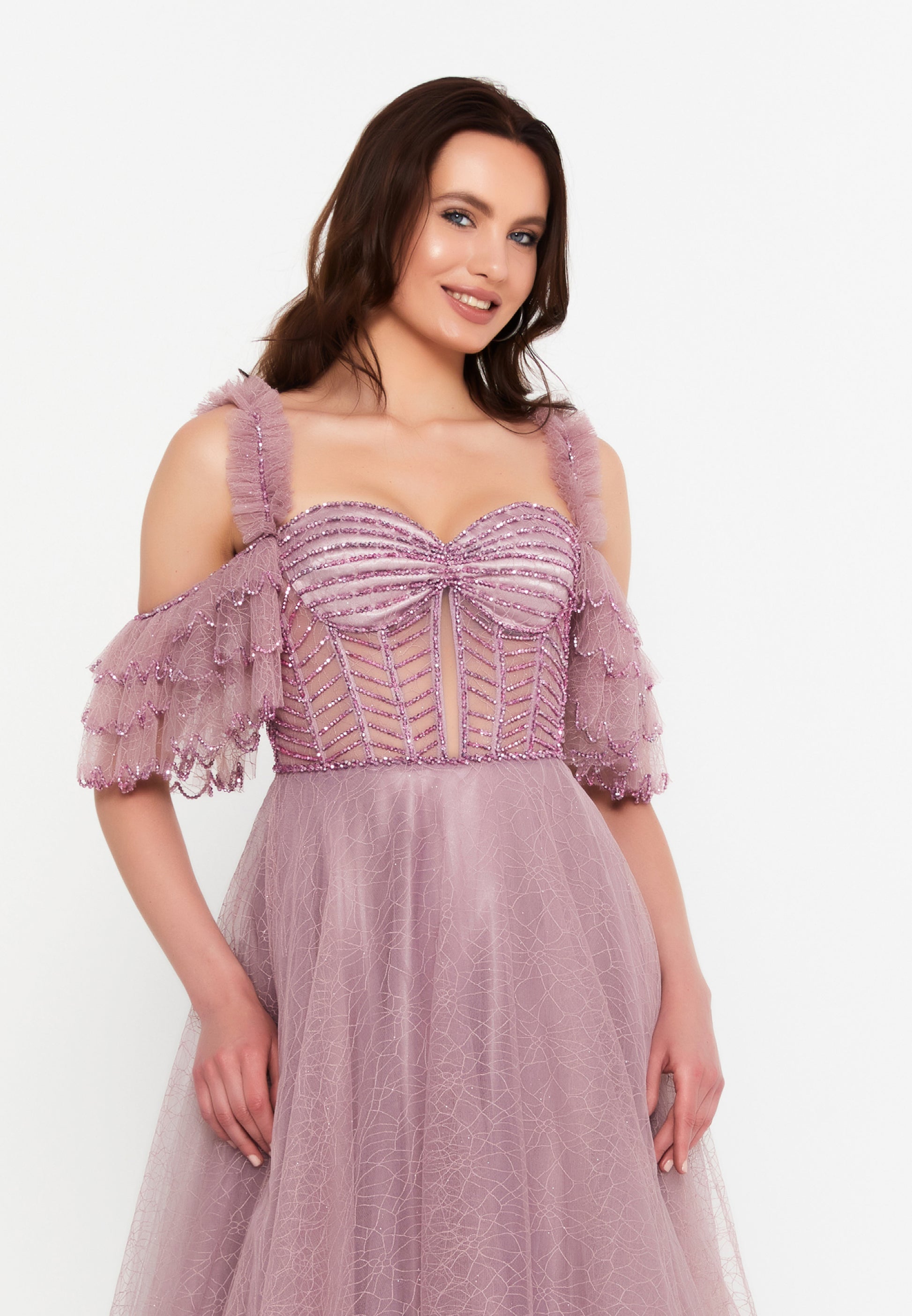 Off Shoulder Maxi Tulle A - Line Regular Prom Dress aln1571 - Prom Dress - Istanbul Fashion Center