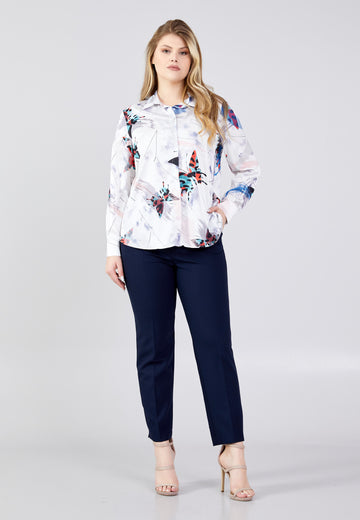 Long Sleeve Patterned Plus Size Shirt mrk086-6202