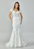 Short Sleeve Maxi Tulle Regular Wedding Dress abb223132 - Wedding Dress - Istanbul Fashion Center