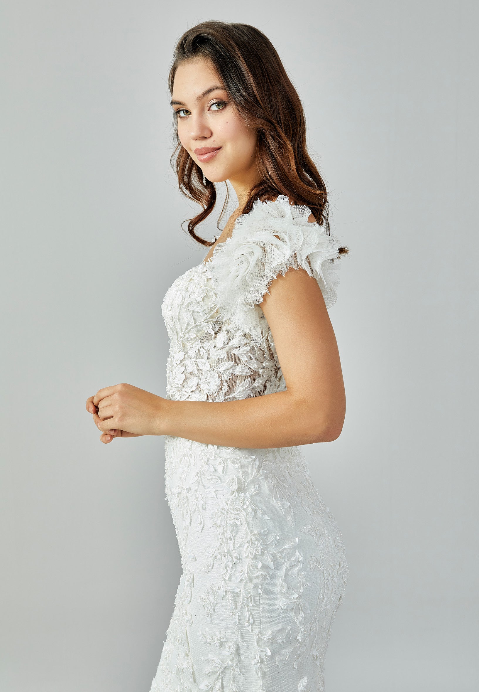 Short Sleeve Maxi Tulle Regular Wedding Dress abb223132 - Wedding Dress - Istanbul Fashion Center